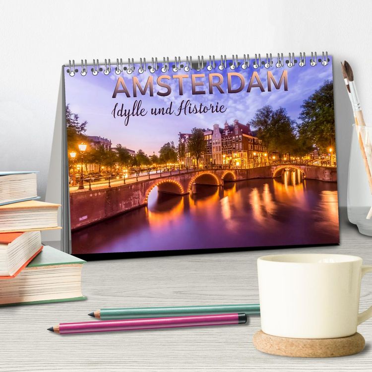 Produktbild: AMSTERDAM Idylle und Historie (Tischkalender 2026 DIN A5 quer), CALVENDO Monatskalender