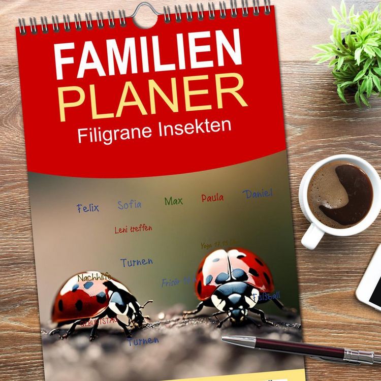 Produktbild: Familienplaner 2026 - Filigrane Insekten mit 5 Spalten (Wandkalender, 21 x 45 cm) CALVENDO