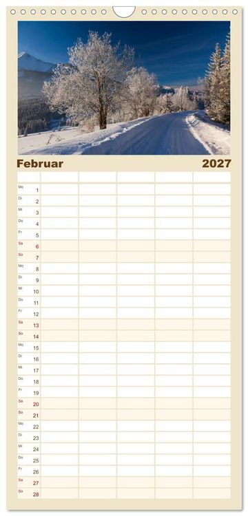 Produktbild: Familienplaner 2027 - Berge. Wege in die Natur mit 5 Spalten (Wandkalender, 21 x 45 cm) CALVENDO