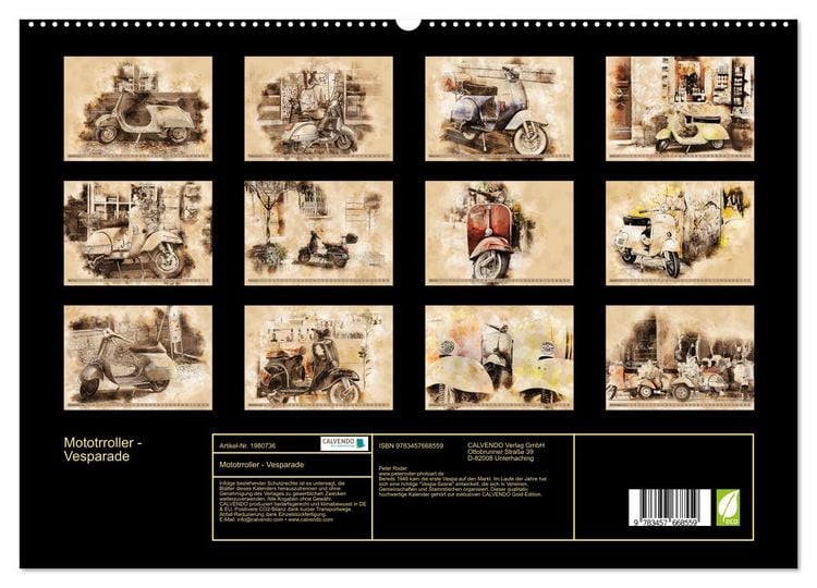 Produktbild: Mototrroller - Vesparade (hochwertiger Premium Wandkalender 2026 DIN A2 quer), Kunstdruck in Hochglanz