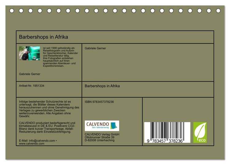 Produktbild: Barbershops in Afrika (Tischkalender 2026 DIN A5 quer), CALVENDO Monatskalender