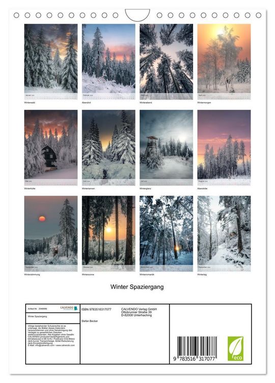 Produktbild: Winter Spaziergang (Wandkalender 2026 DIN A4 hoch), CALVENDO Monatskalender