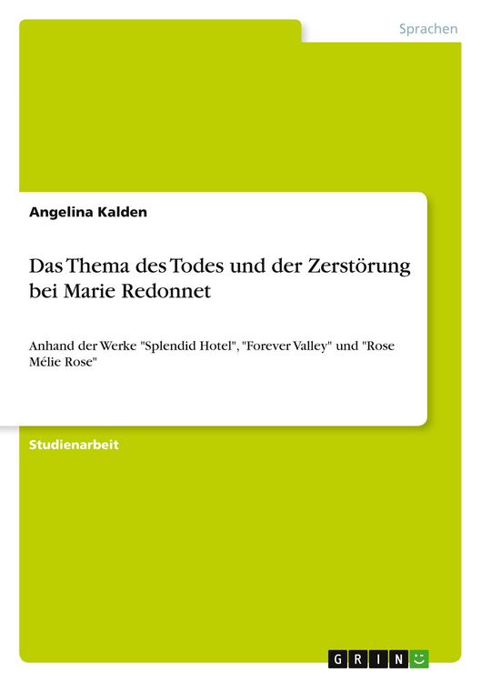 Produktbild: Das Thema des Todes und der Zerst&ouml;rung bei Marie Redonnet