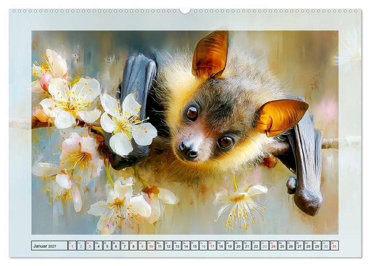 Produktbild: Flughunde. Anmut in stimmungsvollen Naturszenen (hochwertiger Premium Wandkalender 2027 DIN A2 quer), Kunstdruck in Hochglanz