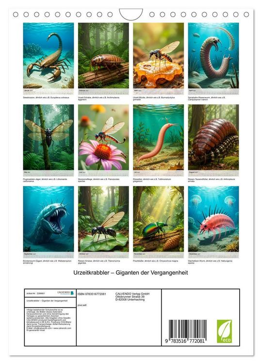 Produktbild: Urzeitkrabbler &ndash; Giganten der Vergangenheit (Wandkalender 2027 DIN A4 hoch), CALVENDO Monatskalender