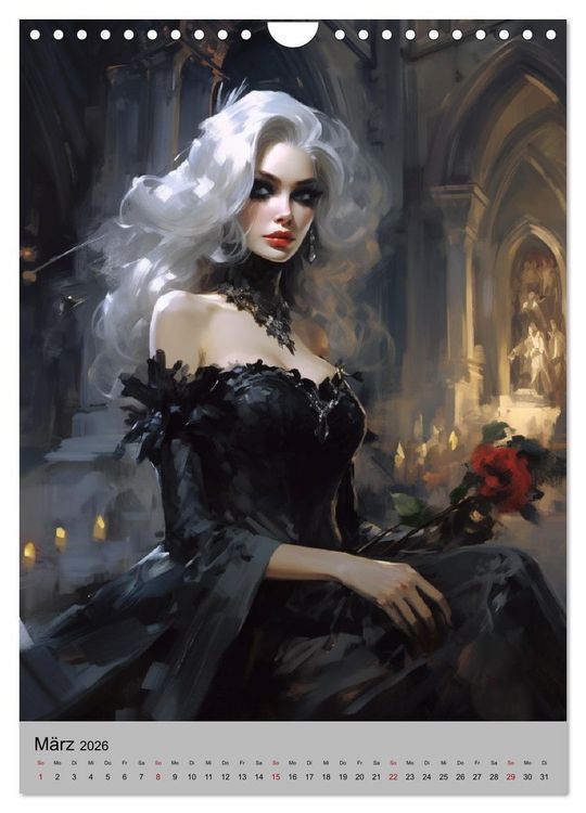 Produktbild: Gothic-Queens. Schaurig-sch&ouml;n im Renaissance-Stil (Wandkalender 2026 DIN A4 hoch), CALVENDO Monatskalender