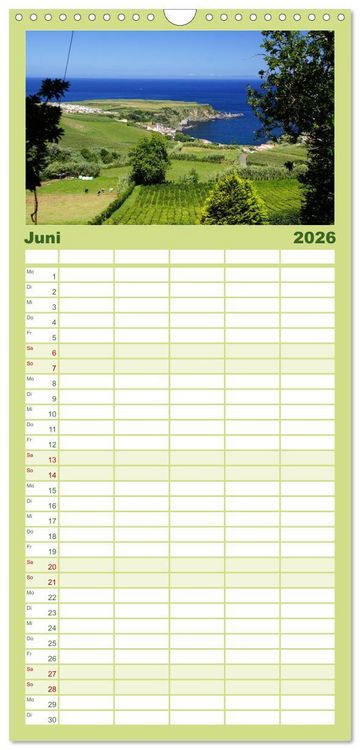 Produktbild: Familienplaner 2026 - Azoren - Ein Naturerlebnis mit 5 Spalten (Wandkalender, 21 x 45 cm) CALVENDO
