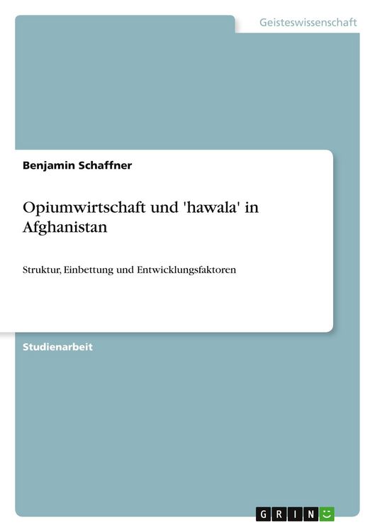Produktbild: Opiumwirtschaft und 'hawala' in Afghanistan