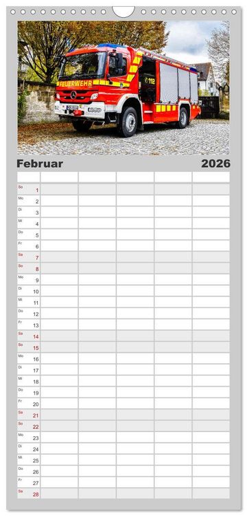 Produktbild: Familienplaner 2026 - Feuerwehrfahrzeuge mit 5 Spalten (Wandkalender, 21 x 45 cm) CALVENDO
