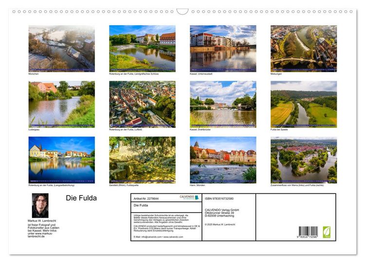 Produktbild: Die Fulda (Wandkalender 2026 DIN A2 quer), CALVENDO Monatskalender