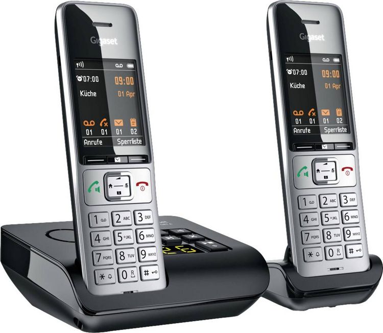 Produktbild: Gigaset COMFORT 500A duo DECT, GAP Schnurloses Telefon analog Babyphone, Freisprechen, f&uuml;r H&ouml;rger&auml;te kompatibel, Headsetanschluss