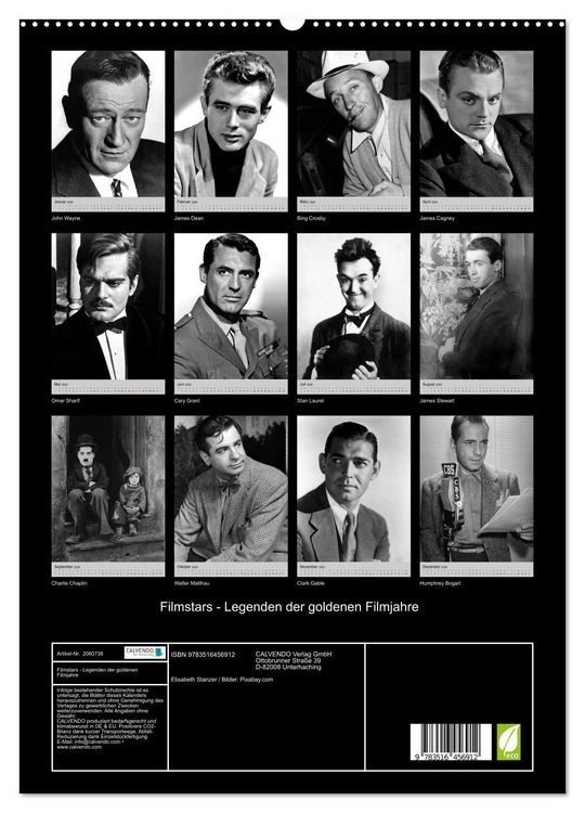 Produktbild: Filmstars - Legenden der goldenen Filmjahre (hochwertiger Premium Wandkalender 2026 DIN A2 hoch), Kunstdruck in Hochglanz