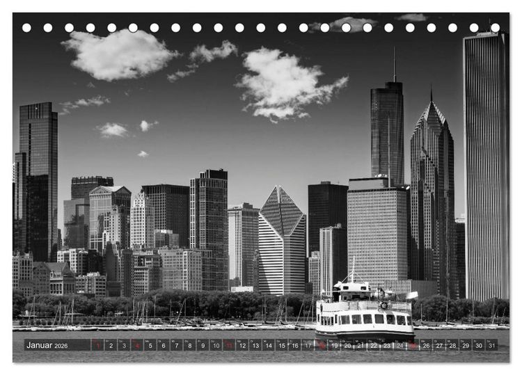 Produktbild: CHICAGO Monochrom (Tischkalender 2026 DIN A5 quer), CALVENDO Monatskalender
