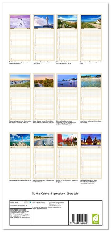 Produktbild: Familienplaner 2026 - Sch&ouml;ne Ostsee - Impressionen &uuml;bers Jahr mit 5 Spalten (Wandkalender, 21 x 45 cm) CALVENDO