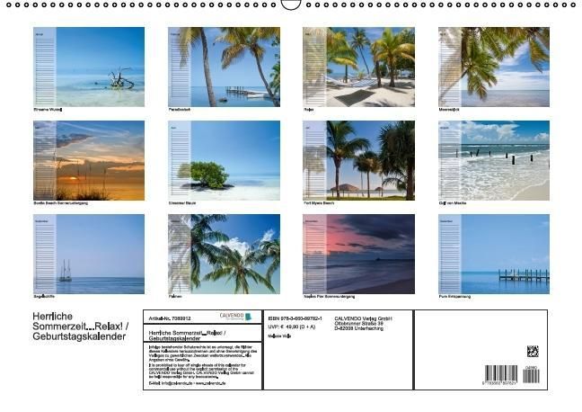 Produktbild: Herrliche Sommerzeit... Relax! / Geburtstagskalender (Wandkalender immerw&auml;hrend DIN A2 quer)