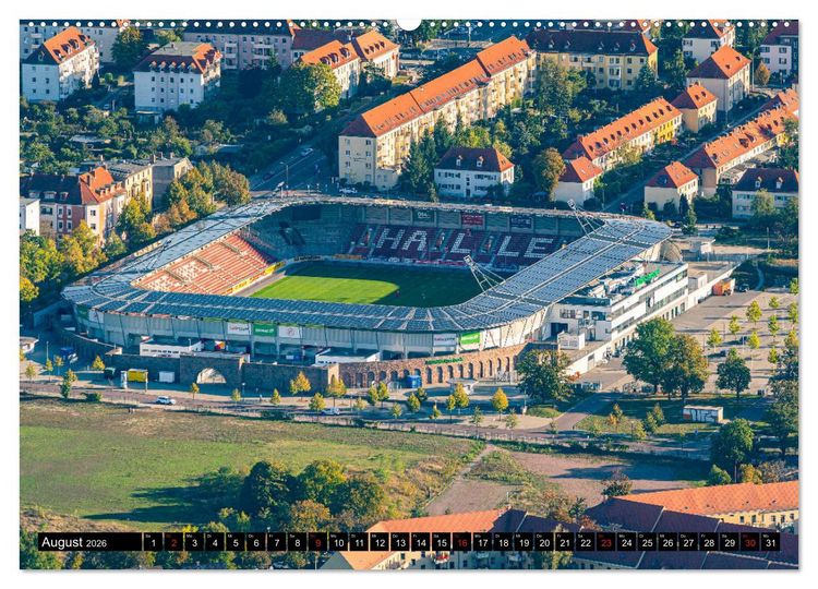 Produktbild: Halle an der Saale von oben (Wandkalender 2026 DIN A2 quer), CALVENDO Monatskalender