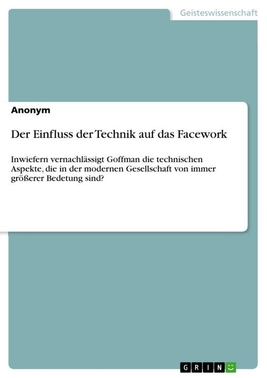 Produktbild: Der Einfluss der Technik auf das Facework