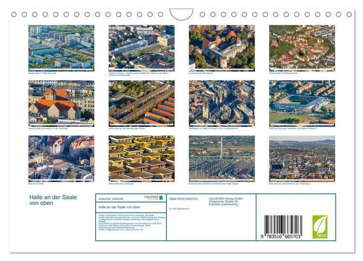 Produktbild: Halle an der Saale von oben (Wandkalender 2026 DIN A4 quer), CALVENDO Monatskalender