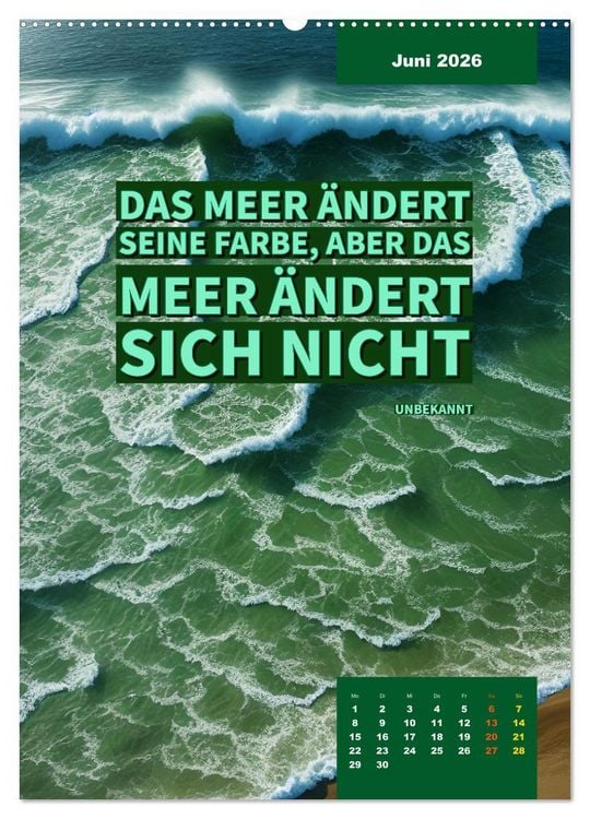 Produktbild: Verr&uuml;ckt nach MEER - Wellen - Strand - Zitate (Wandkalender 2026 DIN A2 hoch), CALVENDO Monatskalender