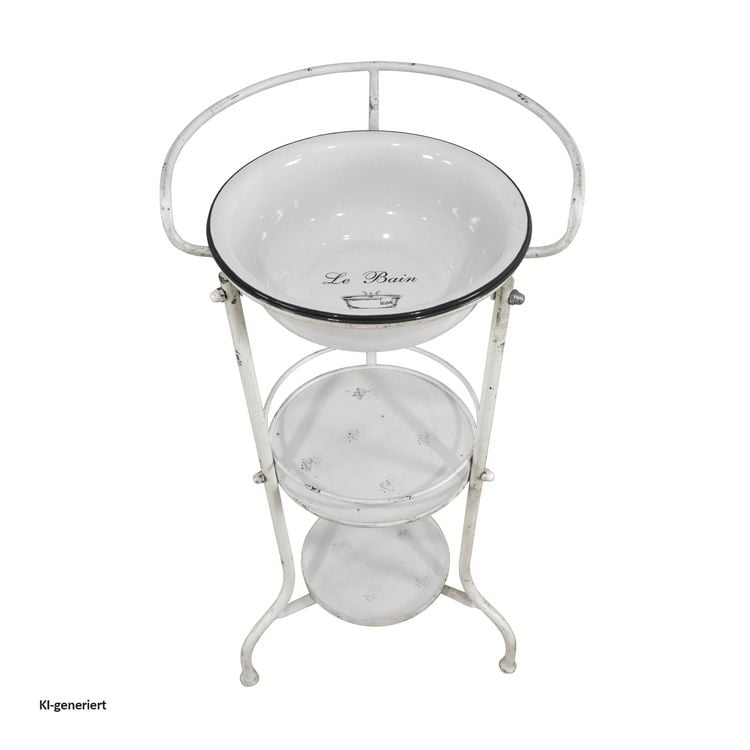 Produktbild: HTI-Living Nostalgische Waschschale Le Bain mit St&auml;nder und Ablage aus Emaille 81 cm
