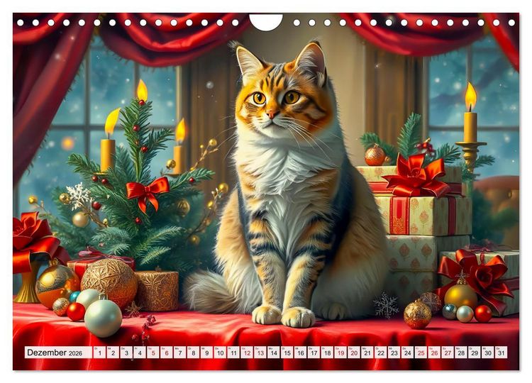 Produktbild: Klassische Katzenportr&auml;ts - Katzen in opulenten Stillleben (Wandkalender 2026 DIN A4 quer), CALVENDO Monatskalender