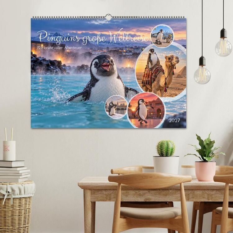 Produktbild: Pinguins gro&szlig;e Weltreise (Wandkalender 2027 DIN A2 quer), CALVENDO Monatskalender