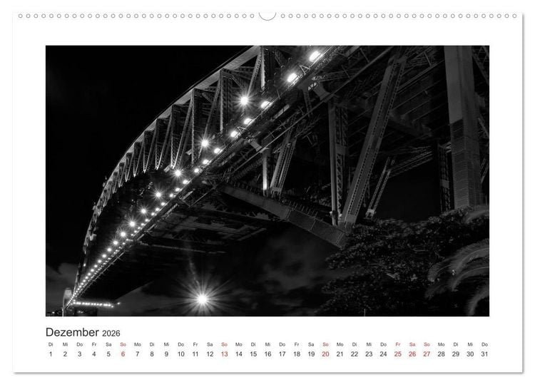 Produktbild: SYDNEY Monochrom (hochwertiger Premium Wandkalender 2026 DIN A2 quer), Kunstdruck in Hochglanz