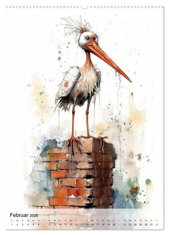 Produktbild: Einzigartig - dieser Storch (hochwertiger Premium Wandkalender 2026 DIN A2 hoch), Kunstdruck in Hochglanz