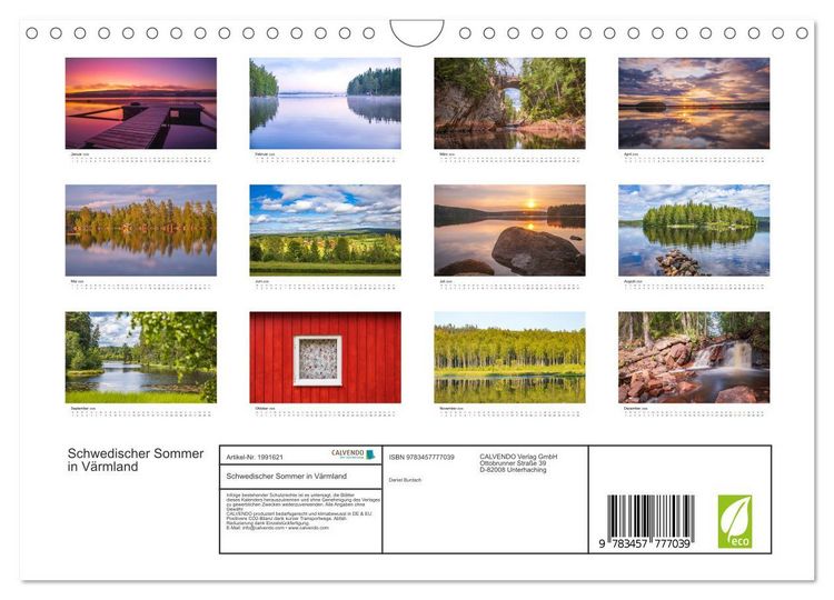 Produktbild: Schwedischer Sommer in V&auml;rmland (Wandkalender 2026 DIN A4 quer), CALVENDO Monatskalender