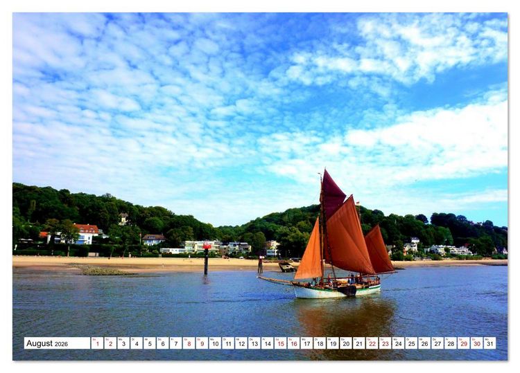 Produktbild: Unter Segeln auf der Elbe (Tischkalender 2026 DIN A5 quer), CALVENDO Monatskalender