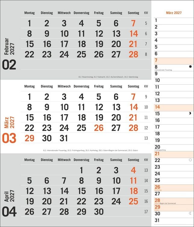 Produktbild: times&more 3-Monatsplaner, orange 2027