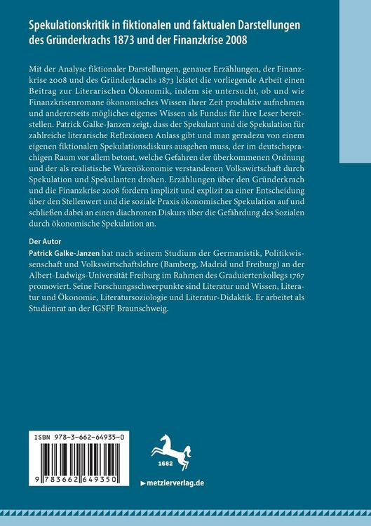 Produktbild: Spekulationskritik in fiktionalen und faktualen Darstellungen des Gr&uuml;nderkrachs 1873 und der Finanzkrise 2008