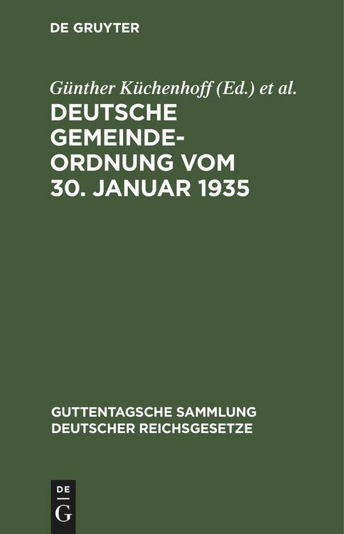 Produktbild: Deutsche Gemeindeordnung vom 30. Januar 1935