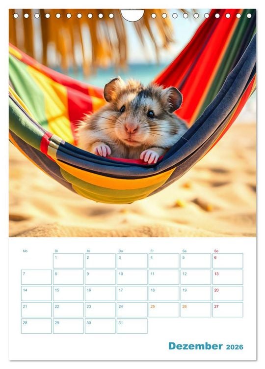 Produktbild: Holiday Hamster - Urlaubsfeeling pur mit sonnigen KI Hamstern (Wandkalender 2026 DIN A4 hoch), CALVENDO Monatskalender