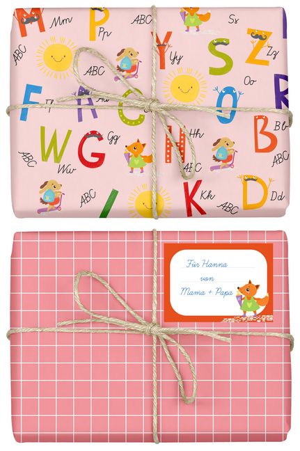 Produktbild: Geschenkpapier-Set f&uuml;r Kinder, Einschulung (f&uuml;r M&auml;dchen)