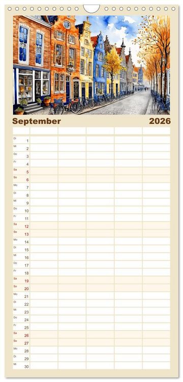 Produktbild: Familienplaner 2026 - Zauberhafte Niederlande mit 5 Spalten (Wandkalender, 21 x 45 cm) CALVENDO