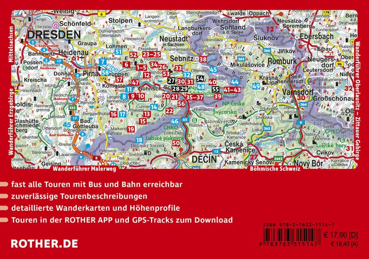 Produktbild: ROTHER Wanderf&uuml;hrer Elbsandsteingebirge. 58 Touren in der S&auml;chsischen Schweiz &ndash; mit Malerweg und Stiegen