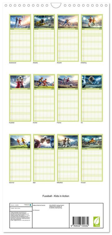 Produktbild: Familienplaner 2026 - Fussball - Kids in Action mit 5 Spalten (Wandkalender, 21 x 45 cm) CALVENDO