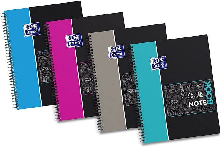 Produktbild: OXFORD Studium A4+ Hardcover doppelspiralgebundenes Notebook, 5 mm kariert, 80 Blatt SCRIBZEE&reg; kompatibel, 1x St&uuml;ck sortiert