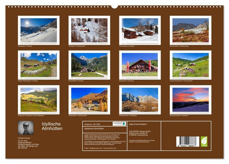 Produktbild: Idyllische Almh&uuml;tten (hochwertiger Premium Wandkalender 2026 DIN A2 quer), Kunstdruck in Hochglanz