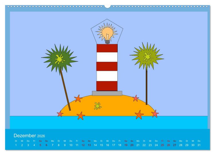 Produktbild: Leuchtturm im Meer (hochwertiger Premium Wandkalender 2026 DIN A2 quer), Kunstdruck in Hochglanz