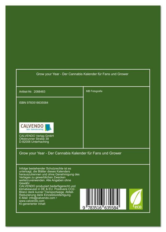 Produktbild: Grow your Year - Der Cannabis Kalender f&uuml;r Fans und Grower (Tischkalender 2026 DIN A5 hoch), CALVENDO Monatskalender