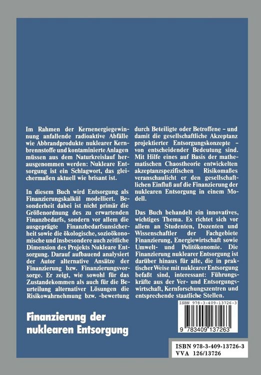 Produktbild: Finanzierung der nuklearen Entsorgung