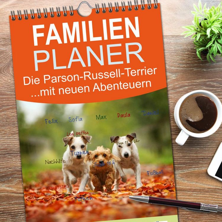 Produktbild: Familienplaner 2026 - Die Parson-Russell-Terrier ...mit neuen Abenteuern aus der Hundeknipserei mit 5 Spalten (Wandkalender, 21 x 45 cm) CALVENDO