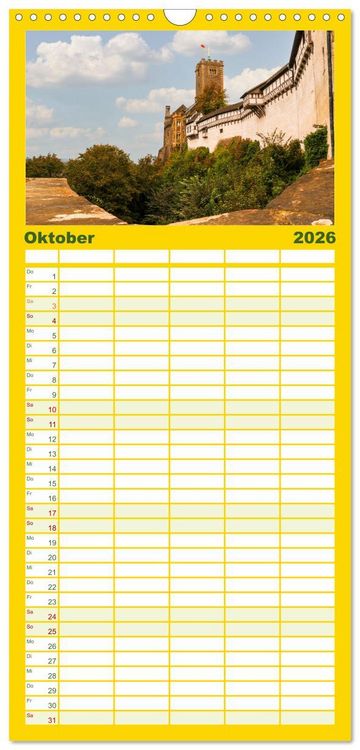 Produktbild: Familienplaner 2026 - Wartburgstadt Eisenach - Reise durch das sch&ouml;ne Th&uuml;ringen mit 5 Spalten (Wandkalender, 21 x 45 cm) CALVENDO