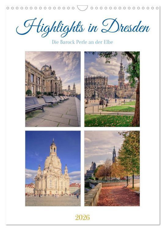 Produktbild: Highlights in Dresden (Wandkalender 2026 DIN A3 hoch), CALVENDO Monatskalender