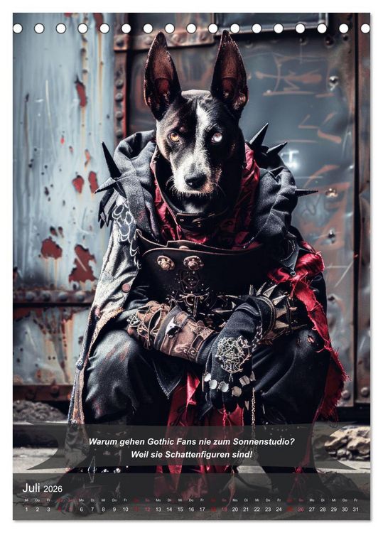 Produktbild: Der tierisch lustige Gothic Kalender (Tischkalender 2026 DIN A5 hoch), CALVENDO Monatskalender