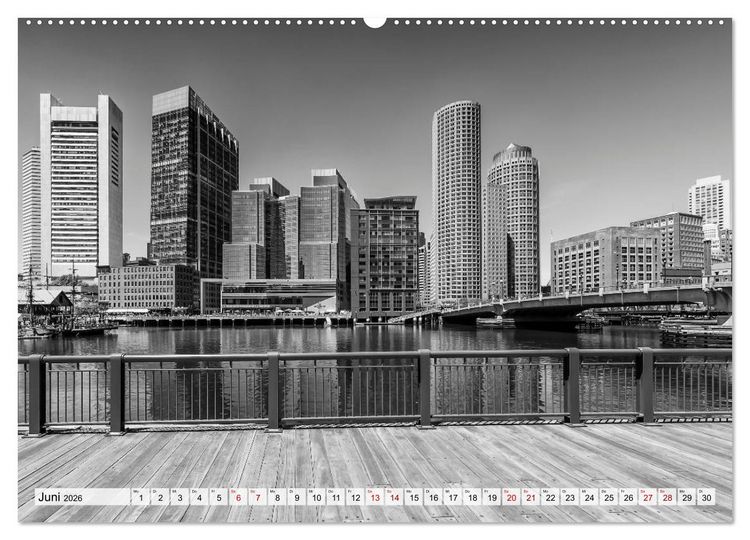 Produktbild: BOSTON Monochrome Stadtansichten (hochwertiger Premium Wandkalender 2026 DIN A2 quer), Kunstdruck in Hochglanz