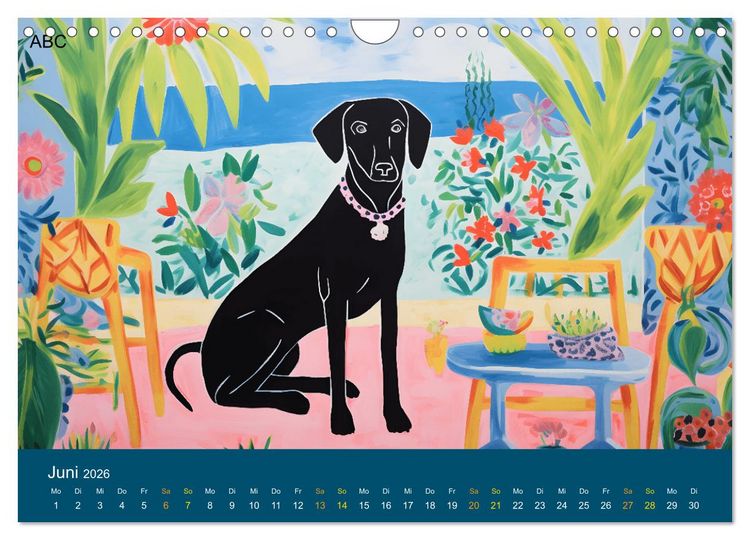 Produktbild: Hunde Kunstwerke - Hunde im Stil des Fauvismus k&uuml;nstlerisch gestaltet (Wandkalender 2026 DIN A4 quer), CALVENDO Monatskalender