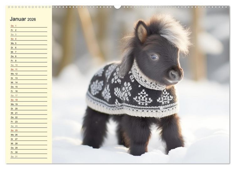 Produktbild: Kleine Pferde. Mini-Ponys zum verlieben (hochwertiger Premium Wandkalender 2026 DIN A2 quer), Kunstdruck in Hochglanz